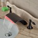 Rozin LED Changing Color Waterfall Spout Tub Faucet Widespread 3 Holes Mixing Tap Oil Rubbed Bronze - B01LRVZL1S